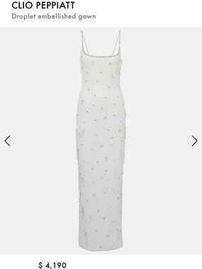 Clio Peppiatt Ivory Droplet-Embellished Slip Gown